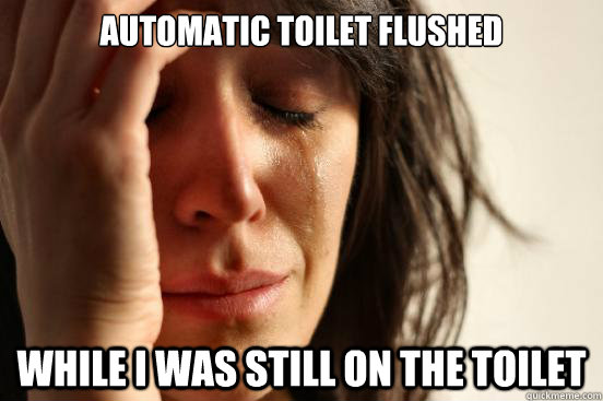 automatic toilet flushed while i was still on the toilet  First World Problems