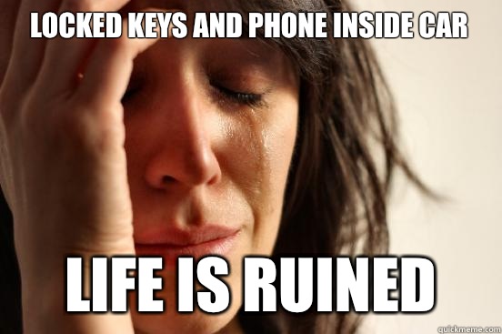 locked keys and phone inside car  life is ruined   First World Problems