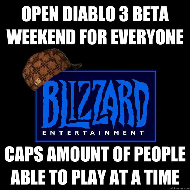 open diablo 3 beta weekend for everyone caps amount of people able to play at a time  