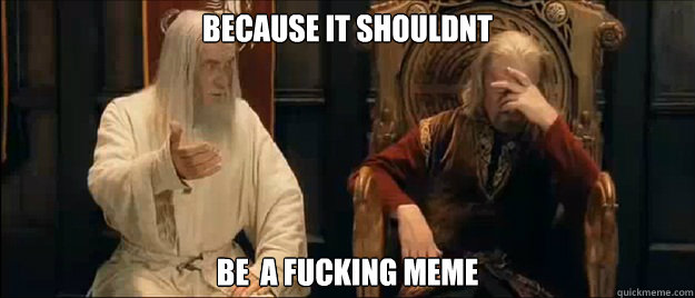 because it shouldnt  be  a fucking meme  Annoyed Gandalf