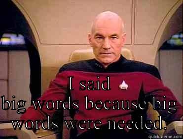  I SAID BIG WORDS BECAUSE BIG WORDS WERE NEEDED. Misc