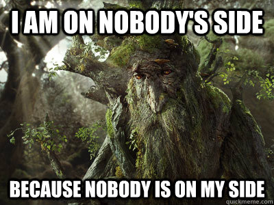 I am on nobody's side  because nobody is on my side - I am on nobody's side  because nobody is on my side  treebeard