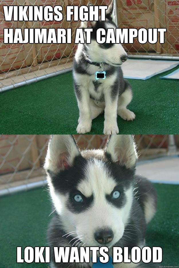 vikings fight hajimari at campout loki wants blood  Insanity puppy