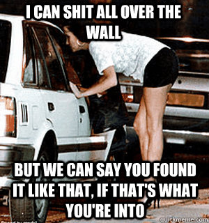I can shit all over the wall But we can say you found it like that, if that's what you're into  Karma Whore