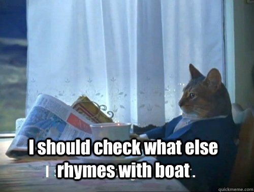  I should check what else rhymes with boat  Rich cat is rich