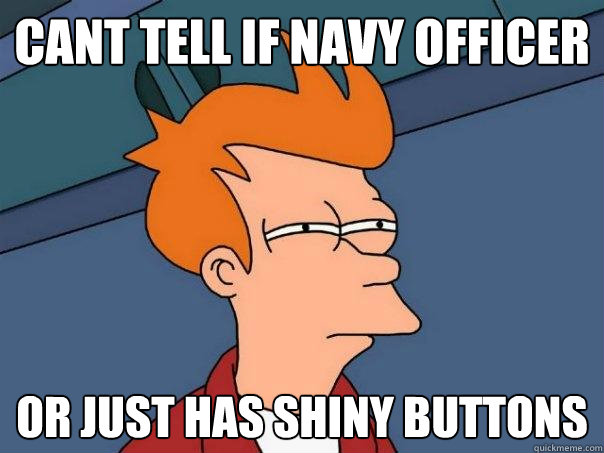 Cant tell if navy officer or just has shiny buttons  Futurama Fry