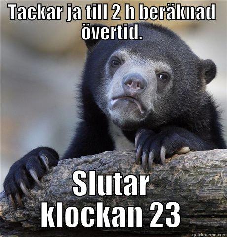 TACKAR JA TILL 2 H BERÄKNAD ÖVERTID. SLUTAR KLOCKAN 23 Confession Bear
