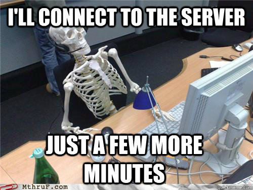 I'll connect to the server just a few more minutes  Waiting skeleton
