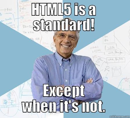 HTML5 IS A STANDARD! EXCEPT WHEN IT'S NOT. Engineering Professor