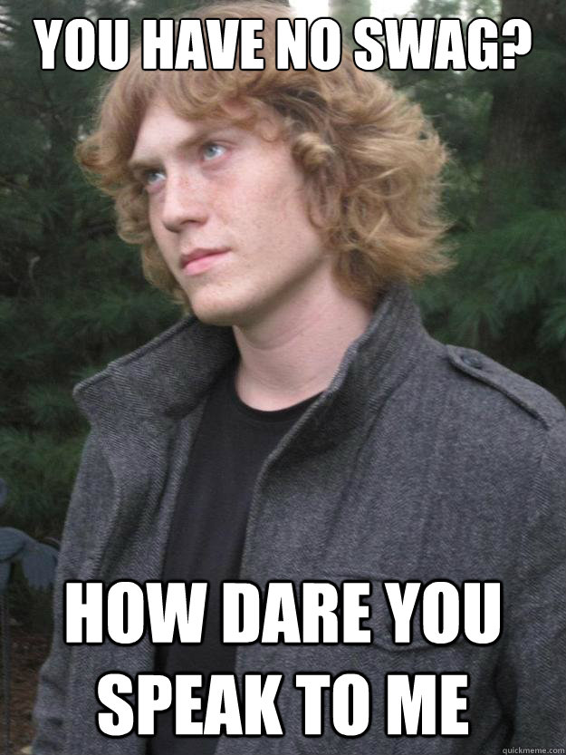 You have no swag? How dare you speak to me - You have no swag? How dare you speak to me  Swag Nielsen