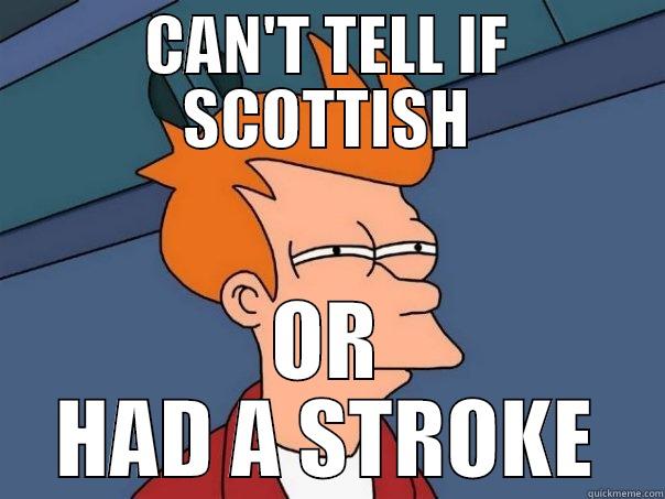CAN'T TELL IF SCOTTISH OR HAD A STROKE Futurama Fry