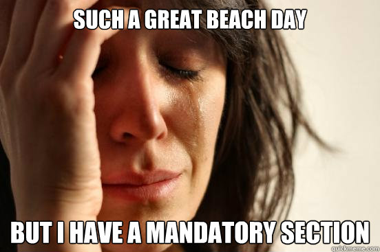 Such a great beach day
 but I have a mandatory section  First World Problems