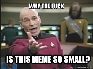 why the fuck is this meme so small?  Annoyed Picard