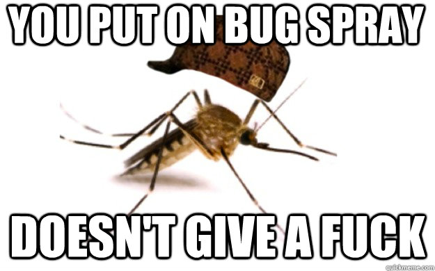 You put on bug spray doesn't give a fuck - You put on bug spray doesn't give a fuck  Scumbag Mosquito