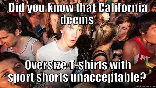  DID YOU KNOW THAT CALIFORNIA DEEMS  OVERSIZE T-SHIRTS WITH SPORT SHORTS UNACCEPTABLE? Sudden Clarity Clarence