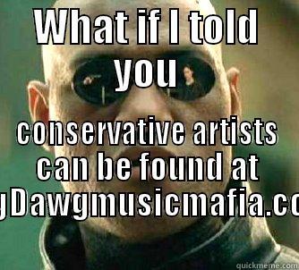 WHAT IF I TOLD YOU CONSERVATIVE ARTISTS CAN BE FOUND AT BIGDAWGMUSICMAFIA.COM                     Matrix Morpheus
