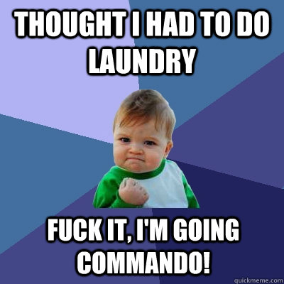 Thought i had to do laundry Fuck it, I'm going commando!  Success Kid