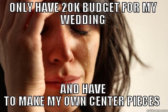 ONLY HAVE 20K BUDGET FOR MY WEDDING AND HAVE TO MAKE MY OWN CENTER PIECES  First World Problems