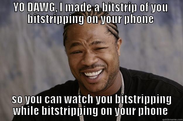 YO DAWG, I MADE A BITSTRIP OF YOU BITSTRIPPING ON YOUR PHONE  SO YOU CAN WATCH YOU BITSTRIPPING WHILE BITSTRIPPING ON YOUR PHONE Xzibit meme