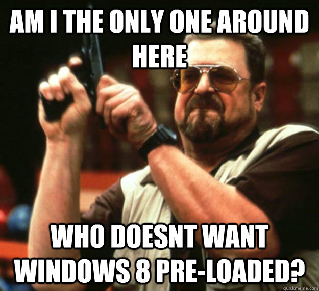 AM I THE ONLY ONE AROUND HERE Who DOESNT Want Windows 8 Pre-loaded?   Am I the only one around here1