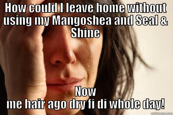 HOW COULD I LEAVE HOME WITHOUT USING MY MANGOSHEA AND SEAL & SHINE NOW ME HAIR AGO DRY FI DI WHOLE DAY! First World Problems