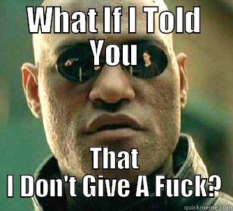 WHAT IF I TOLD YOU THAT I DON'T GIVE A FUCK? Matrix Morpheus