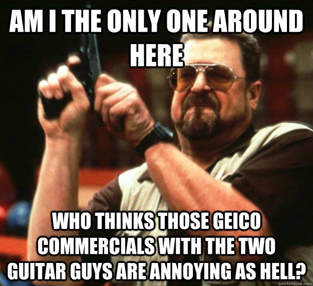 am I the only one around here who thinks those geico commercials with the two guitar guys are annoying as hell?  Angry Walter