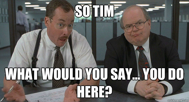 so tim What would you say... you do here? - so tim What would you say... you do here?  Misc