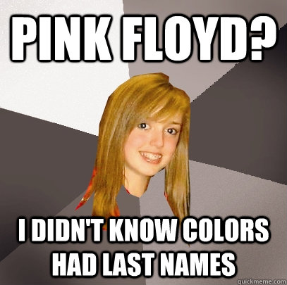 pink floyd? i didn't know colors had last names  Musically Oblivious 8th Grader