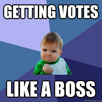 getting votes like a boss  Success Kid