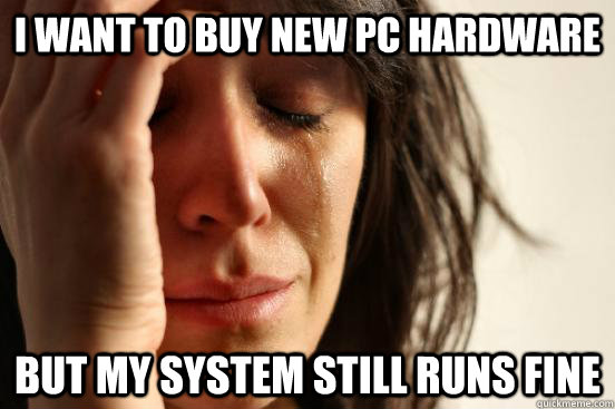 I want to buy new PC hardware But my system still runs fine  First World Problems