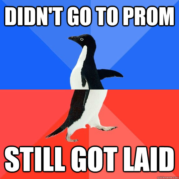 Didn't go to prom still got laid  Socially Awkward Awesome Penguin