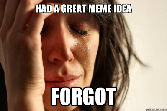 Had a great Meme idea forgot - Had a great Meme idea forgot  First World Problems