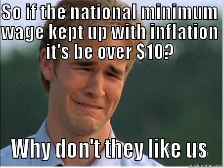 SO IF THE NATIONAL MINIMUM WAGE KEPT UP WITH INFLATION IT'S BE OVER $10? WHY DON'T THEY LIKE US 1990s Problems