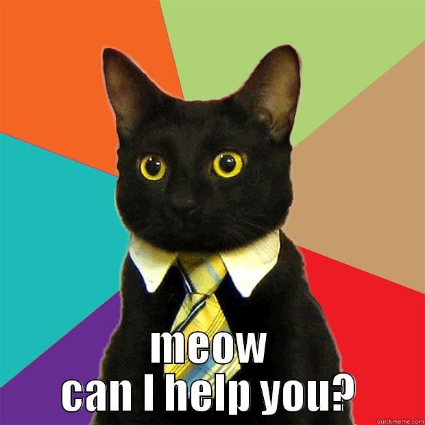  MEOW CAN I HELP YOU? Business Cat