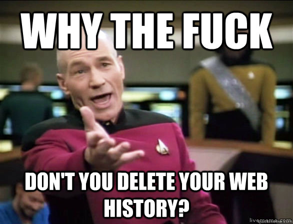 why the fuck Don't you delete your web history?  Annoyed Picard HD
