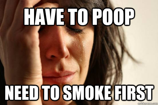have to poop need to smoke first  First World Problems