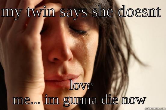MY TWIN SAYS SHE DOESNT  LOVE ME... IM GUNNA DIE NOW  First World Problems