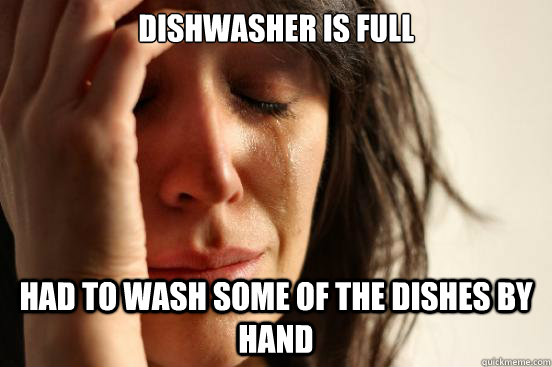 Dishwasher is full Had to wash some of the dishes by hand  First World Problems