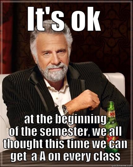 IT'S OK AT THE BEGINNING OF THE SEMESTER, WE ALL THOUGHT THIS TIME WE CAN GET  A A ON EVERY CLASS The Most Interesting Man In The World