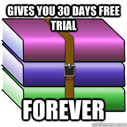 gives you 30 days free trial forever  Good Guy Winrar