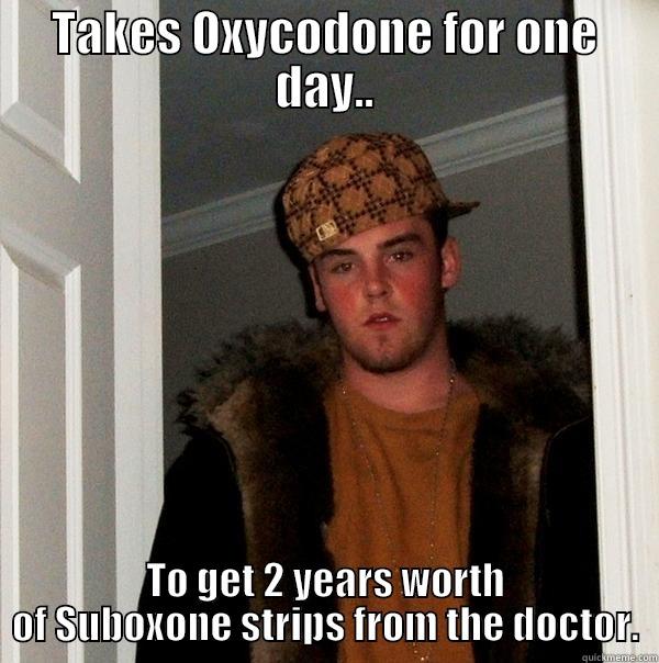 TAKES OXYCODONE FOR ONE DAY.. TO GET 2 YEARS WORTH OF SUBOXONE STRIPS FROM THE DOCTOR. Scumbag Steve