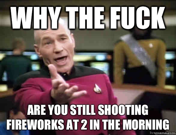 why the fuck Are you still shooting fireworks at 2 in the morning  Annoyed Picard HD