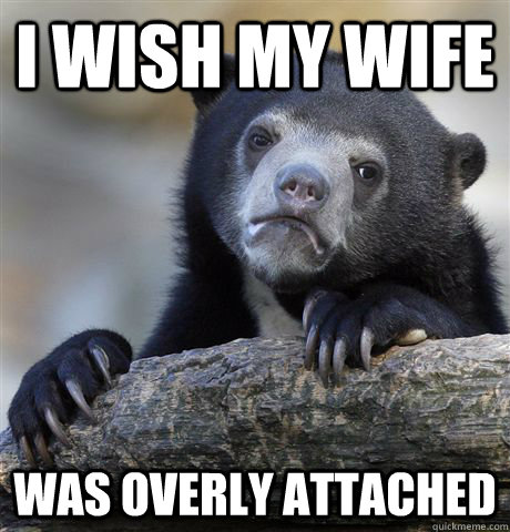 I wish my wife Was overly attached  Confession Bear
