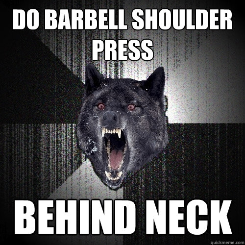do barbell shoulder press behind neck  Insanity Wolf
