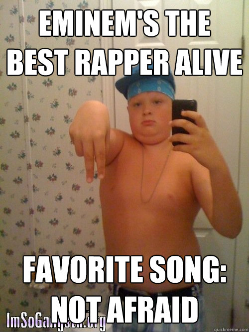 eminem's the best rapper alive favorite song: Not afraid  Wannabe Gangster Kid