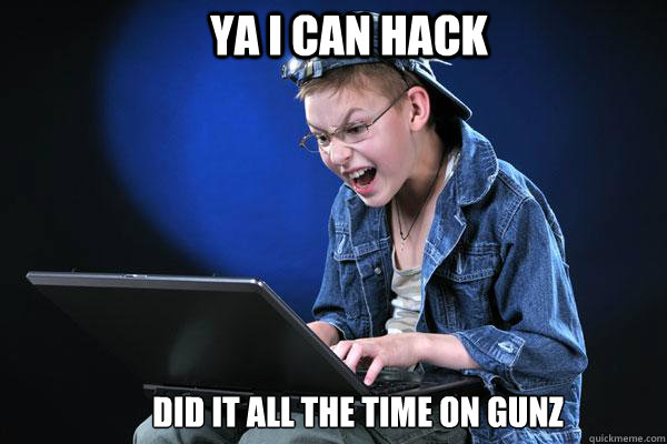 YA I CAN HACK DID IT ALL THE TIME ON GUNZ  Novice Teenage Hacker