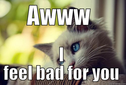 AWWW  I FEEL BAD FOR YOU First World Problems Cat