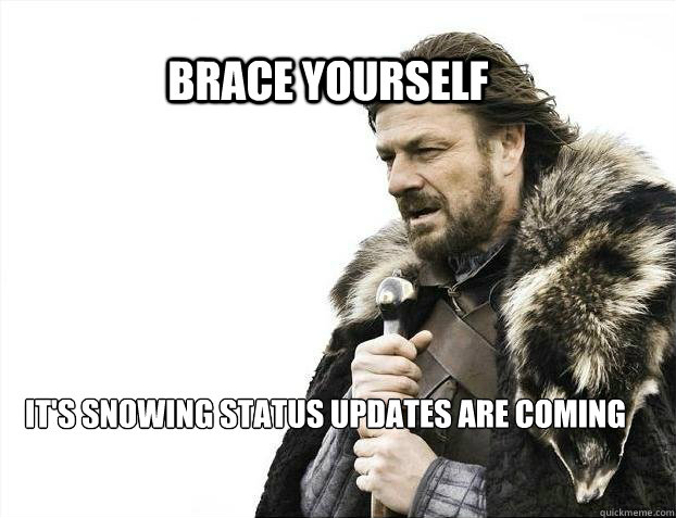 BRACE YOURSELF It's snowing status updates are coming  BRACE YOURSELF TIMELINE POSTS