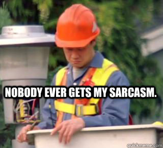 Nobody ever gets my sarcasm.  